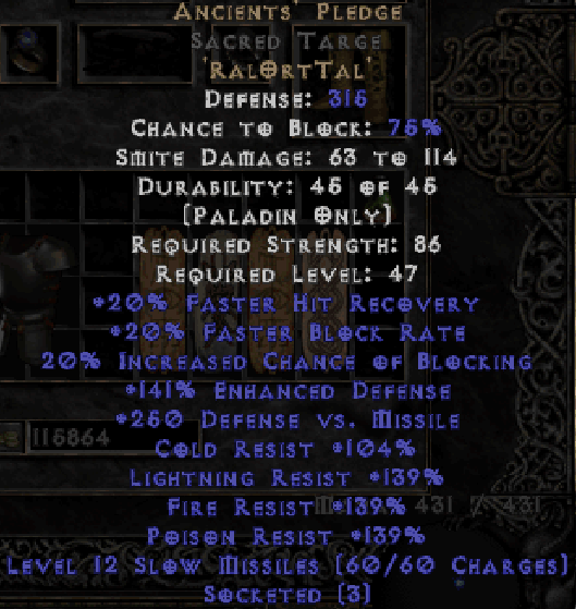 Diablo2 sacred targe